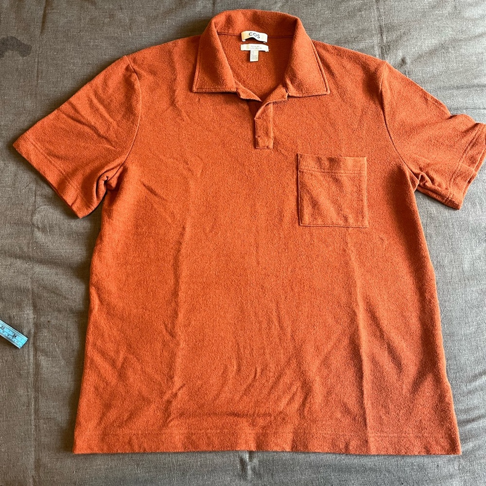 COS Men's Polo Shirt with Pocket - Rust Orange - XL